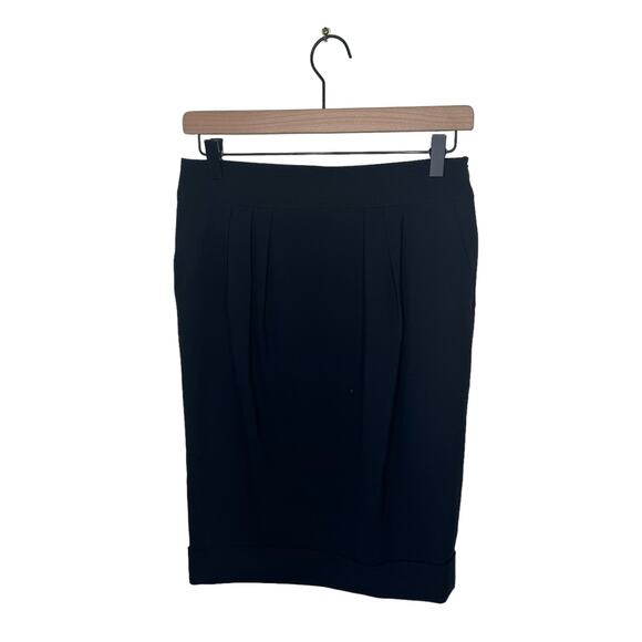 BURBERRY LONDON Wool Pleated High Rise Pencil Skirt Black Size 2 - Picture 1 of 15
